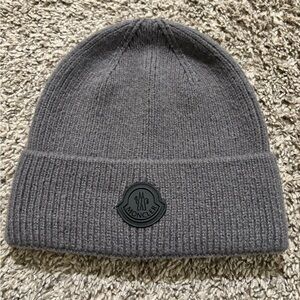 Moncler Charcoal Ribbed Beanie